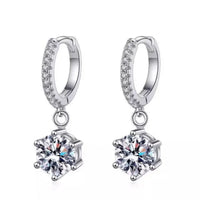 Rachiva 925 Sterling Silver Pave Hoop with Large Solitaire Drop Earrings