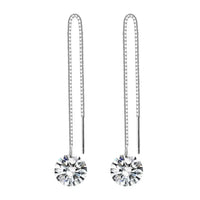 Rachiva 925 Sterling Silver Round Zircon Threader Earrings