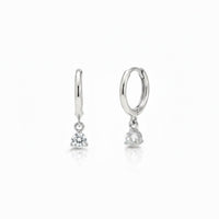 Rachiva 925 Sterling Silver Solitaire Drop Hoop Earrings