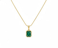 18K Gold Plated Emerald Pendant Necklace - RACHIVA