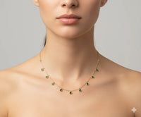 18K Gold Plated Green Stone Drop Necklace - RACHIVA