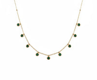 18K Gold Plated Green Stone Drop Necklace - RACHIVA