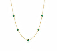 18K Gold Plated Emerald Bezel Chain Necklace - RACHIVA