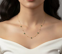 18K Gold Plated Emerald Bezel Chain Necklace - RACHIVA