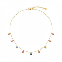 18K Gold Plated Dual Tone Bezel Chain Necklace - RACHIVA