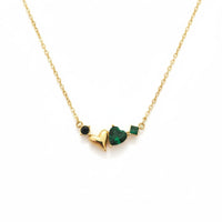 18K Gold Plated Heart & Green Charm Necklace - RACHIVA