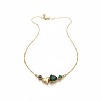 18K Gold Plated Heart & Green Charm Necklace - RACHIVA