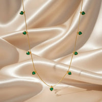 18K Gold Plated Green Heart Charm Necklace - RACHIVA