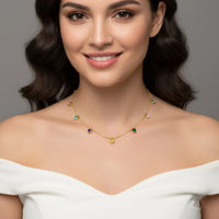 18K Gold Plated Multicolour Heart Charm Necklace - RACHIVA