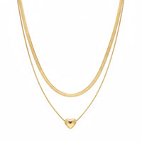 18K Gold Plated Dual Layer Heart Necklace - RACHIVA