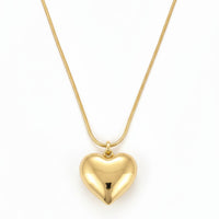 18K Gold Plated Puffy Heart Pendant Necklace