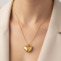 18K Gold Plated Puffy Heart Pendant Necklace