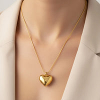 18K Gold Plated Puffy Heart Pendant Necklace - RACHIVA