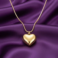 18K Gold Plated Puffy Heart Pendant Necklace - RACHIVA