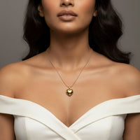 18K Gold Plated Puffy Heart Pendant Necklace