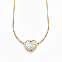 18K Gold Plated Mother of Pearl Heart Pendant Necklace - RACHIVA
