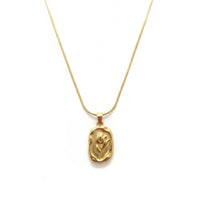 18K Gold Plated Embossed Rose Pendant Necklace - RACHIVA