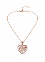 18K Gold Plated Rose Gold Heart Filigree Zircon Necklace - RACHIVA