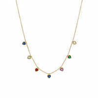 18K Gold Plated Multicolour Heart Charm Necklace - RACHIVA