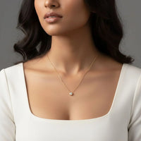 18K Gold Plated Bezel Set Solitaire Necklace - RACHIVA
