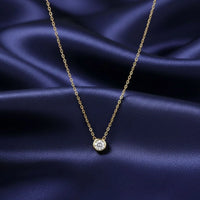 18K Gold Plated Bezel Set Solitaire Necklace - RACHIVA
