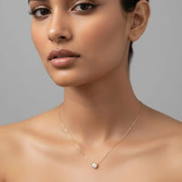 18K Gold Plated Bezel Set Solitaire Necklace - RACHIVA
