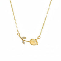 18K Gold Plated Floral Stem Pendant Necklace - RACHIVA