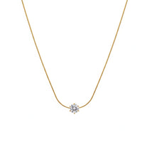 18K Gold Plated Snake Chain Solitaire Necklace - RACHIVA
