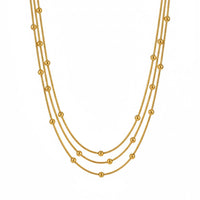 18K Gold Plated Triple Layer Bead Necklace - RACHIVA