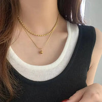 18K Gold Plated Layered Bead Drop Necklace - RACHIVA