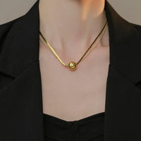 18K Gold Plated Dual Chain Ball Pendant Necklace - RACHIVA