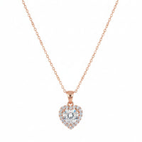 18K Rose Gold Plated Heart Halo Zircon Pendant Necklace