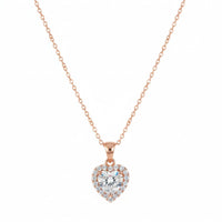 18K Rose Gold Plated Heart Halo Zircon Pendant Necklace - RACHIVA