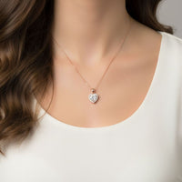 18K Rose Gold Plated Heart Halo Zircon Pendant Necklace