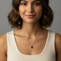 18K Gold Plated Black Heart Pendant Necklace - RACHIVA