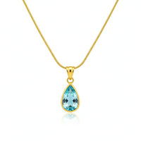 18K Gold Plated Blue Teardrop Pendant Necklace - RACHIVA