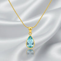 18K Gold Plated Blue Teardrop Pendant Necklace - RACHIVA