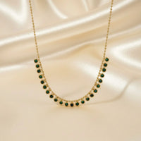 18K Gold Plated Green Zircon Station Necklace - RACHIVA