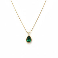 18K Gold Plated Emerald Green Pear Zircon Pendant Necklace - RACHIVA