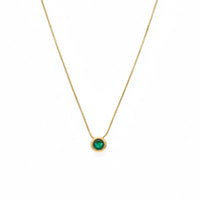 18K Gold Plated Minimal Green Round Zircon Pendant Necklace - RACHIVA