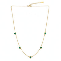 18K Gold Plated Multi Green Heart Zircon Station Necklace - RACHIVA