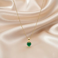 18K Gold Plated Green Heart Cut Zircon Solitaire Necklace - RACHIVA