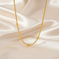 18K Gold Plated Floral Herringbone Chain Necklace - RACHIVA