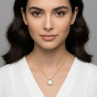 18K Gold Plated Square Solitaire Pendant Necklace - RACHIVA