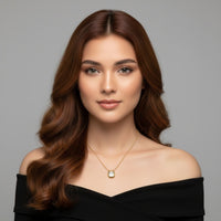 18K Gold Plated Square Solitaire Pendant Necklace