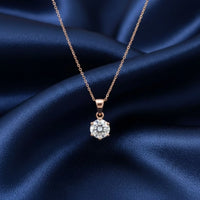 18K Gold Plated Rose Gold Solitaire Necklace - RACHIVA