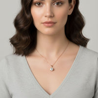 18K Gold Plated Rose Gold Solitaire Necklace