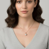 18K Gold Plated Rose Gold Solitaire Necklace - RACHIVA