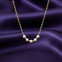 18K Gold Plated Pearl Bar Necklace