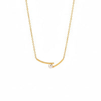 18K Gold Plated Minimal Pearl Curve Necklace - RACHIVA